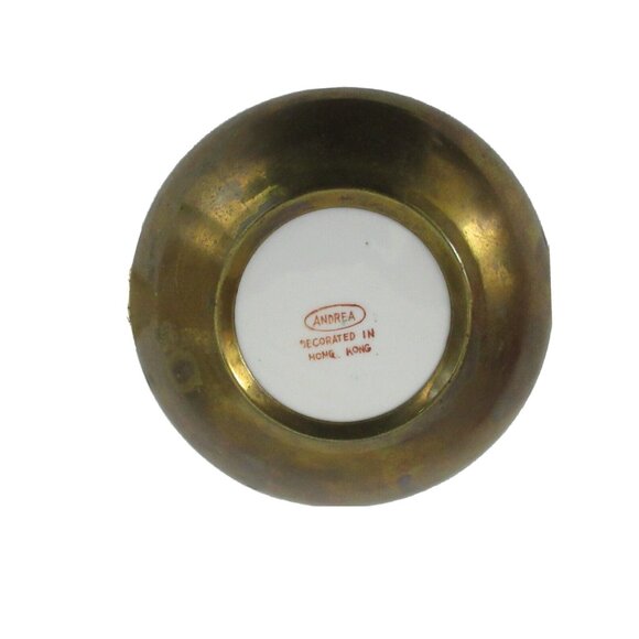 Vintage Decorative 6” Brass Bowl Andrea by Sadek Decorated in Hong Kong - Picture 2 of 5